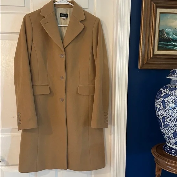 Women’s J. Crew Camel Colored Wool & Cashmere Coat Size 4 - Picture 2 of 8
